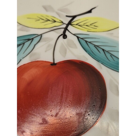 Westmorland Milk Glass Beaded Hobnail Apple 7.5" Salad Plate MCM Hand Painted - Picture 6 of 8